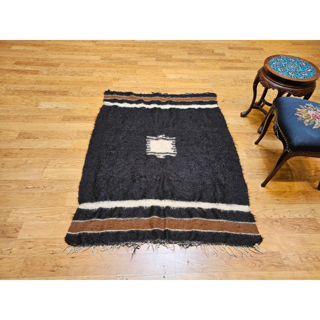 Vintage Turkish Tulu Tribal Area Rug, Handwoven, Shag Wool Pile, 4' x 5' For Sale - Image 16 of 16