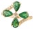 Nature-Inspired 14k Gold Motif Emerald Diamond Contemporary Ring Size 6 For Sale