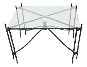Bronze Faux Bamboo Glass Top Rectangular Coffee Table