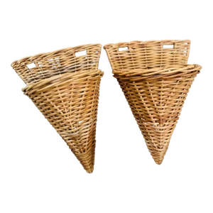 Wicker Wall Pockets, a Pair
