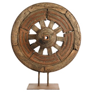 Wooden Wheel on Metal Stand, 1850s For Sale