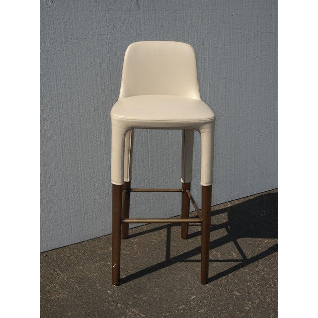 Pedrali Tan Leather Contemporary Bar Stool For Sale - Image 4 of 12