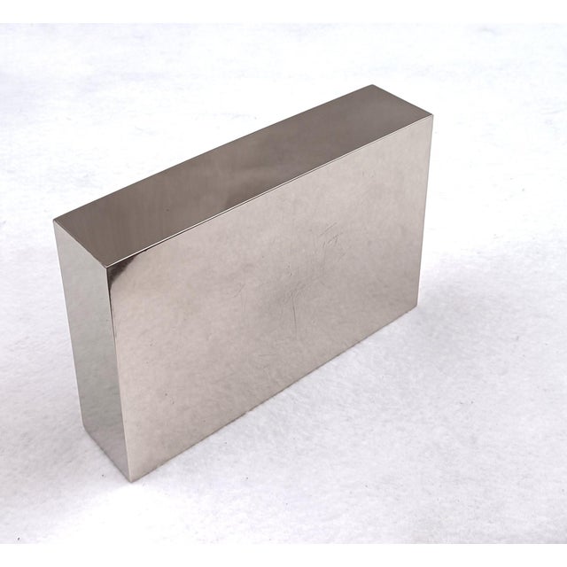 1980s Chromed Metal Box with Carved Gilded Bronze Plate, 1980s For Sale - Image 5 of 8