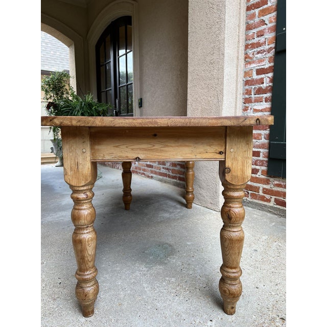 Antique English Pine Farm Table Kitchen Island Sofa Table Farmhouse