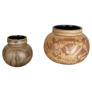 Ceramic Studio Pottery Vase from Gerhard Liebenthron, Germany, 1980s, Set of 2 For Sale