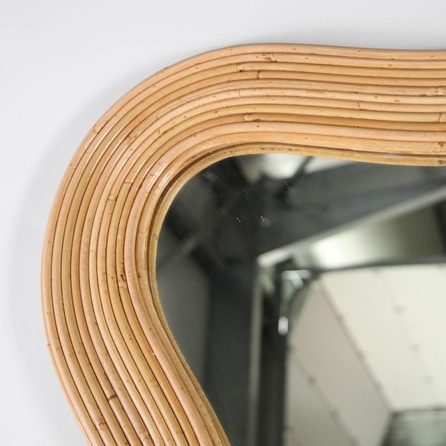 Large Wavy Rattan Mirror For Sale - Image 6 of 14