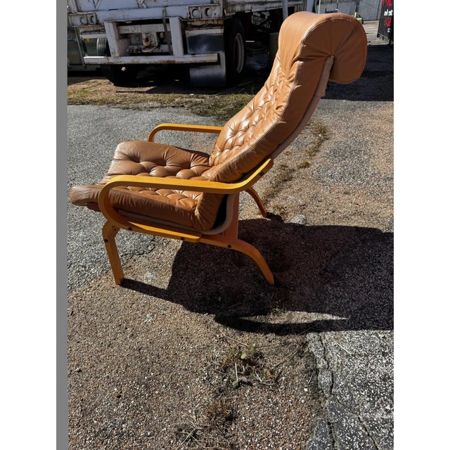 Mid-Century Modern Late 20th Century Bentwood Attributed to Noboru Nakamura "Poem" Leather Lounge Chair For Sale - Image 3 of 6