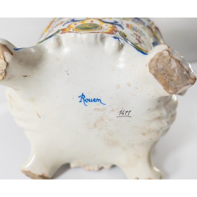 19th Century French Faience Polychrome Rouen Centerpiece Jardiniere For Sale - Image 10 of 11