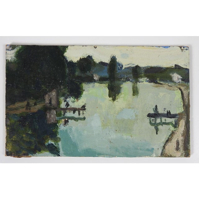 Early 20th Century Plein Air French River Landscape Painting For Sale In Seattle - Image 6 of 7