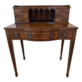 Early 20th Century Flint & Horner Mahogany Inlaid Writing Desk For Sale