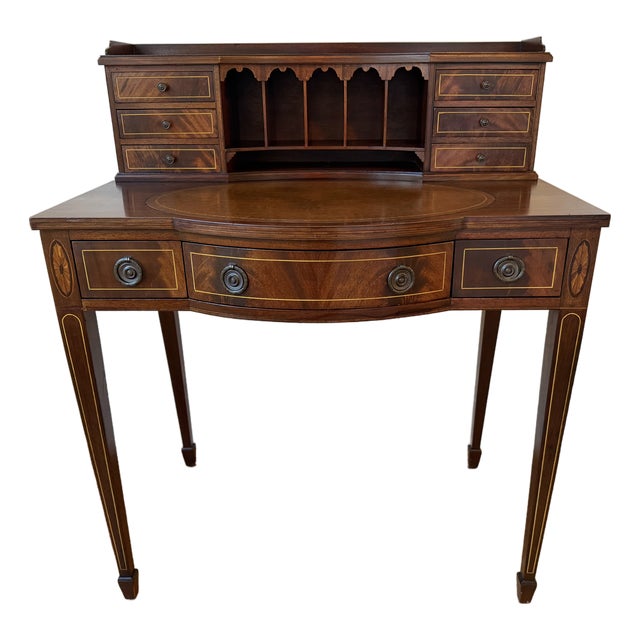 Early 20th Century Flint & Horner Mahogany Inlaid Writing Desk For Sale