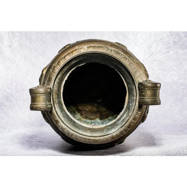 Large Cast Metal Antique Victorian Neoclassical Greek Grand Tour Style Urn Vase For Sale - Image 10 of 12