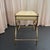Hollywood Regency Hollywood Regency Brass Toned Tufted Vinly Curule Vanity Stool For Sale - Image 3 of 7