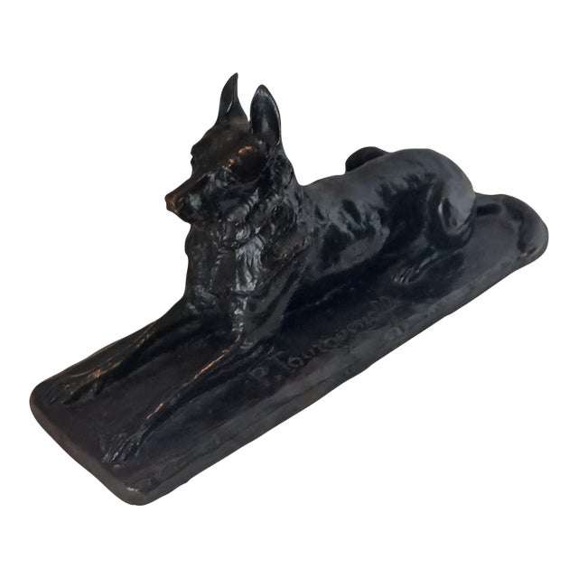 Pierre Tourgueneff French 1853-1912 Stunning German Shepherd Bronze Sculpture For Sale