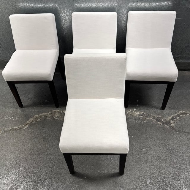 Design Plus Gallery presents a Set of Four Morgan Fabric Dining Side Chairs from Restoration Hardware. The Morgan...