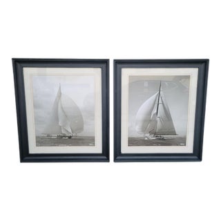 Trowbridge Becken of the Cowes Black Framed Sail Boat Print Wall Art- A Pair For Sale