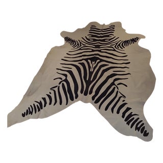 Cowhide Zebra Print Rug - 7'5" X 7' For Sale