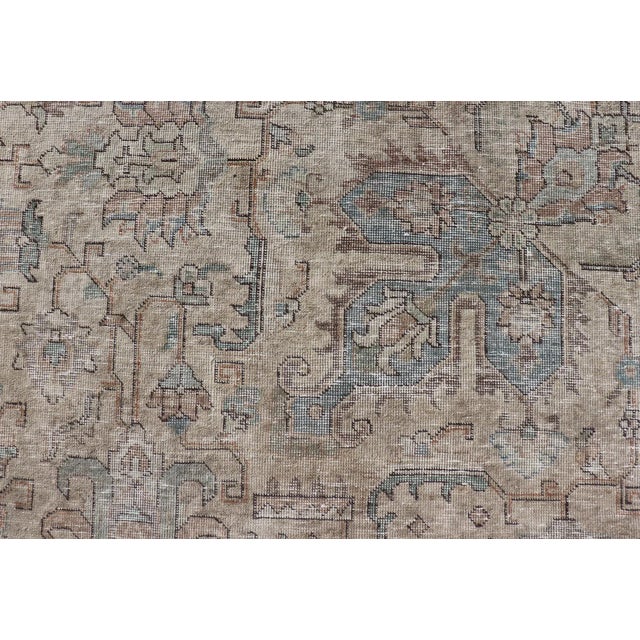 Large Vintage Tabriz Rug in Light Blue and Earth Tones 10' X 12'4 For Sale - Image 9 of 12