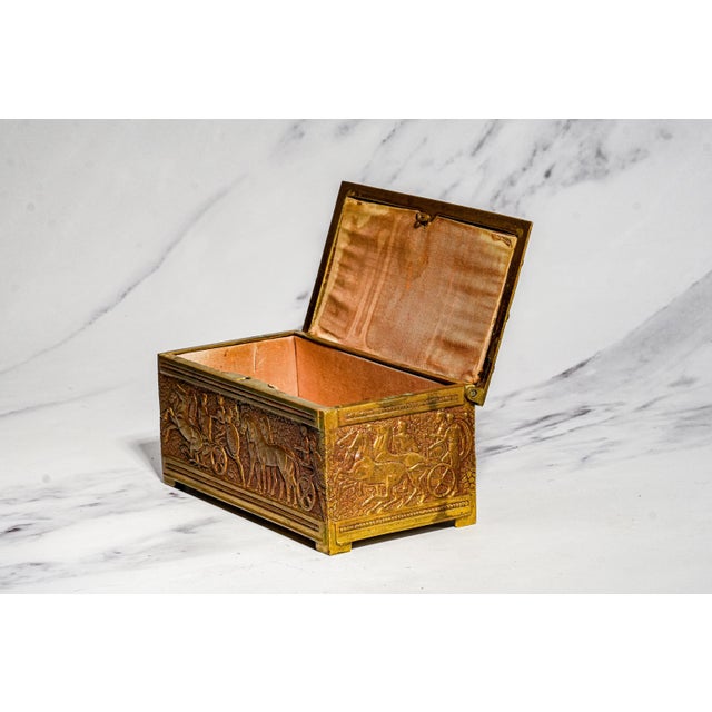 Figural Relief Neoclassical Heavy Metal Keepsake Antique Box Jewelry Casket Grand Tour Decor Style Home Decor For Sale - Image 9 of 14