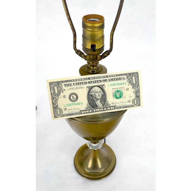 Mid 20th Century Pair of Urn Cup shape Brass Table Lamps c1940s For Sale - Image 5 of 10