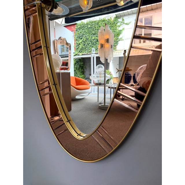 Large Full-Length Mirror Console Pink Glass and Brass by Cristal Art Italy, 1960s For Sale - Image 9 of 12