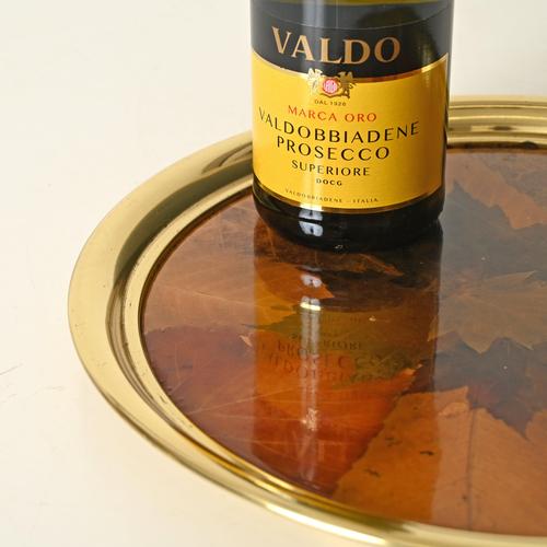 Round Gilt Brass, Leaves and Acrylic Glass Tray from Montagnani Firenze, Italy, 1970s For Sale - Image 9 of 11