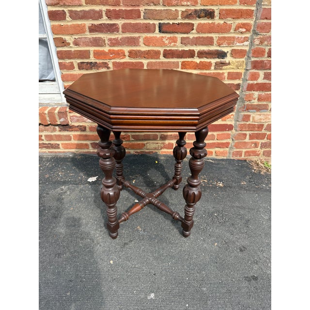 Vintage Renaissance Style Octagonal Side Table For Sale - Image 10 of 17