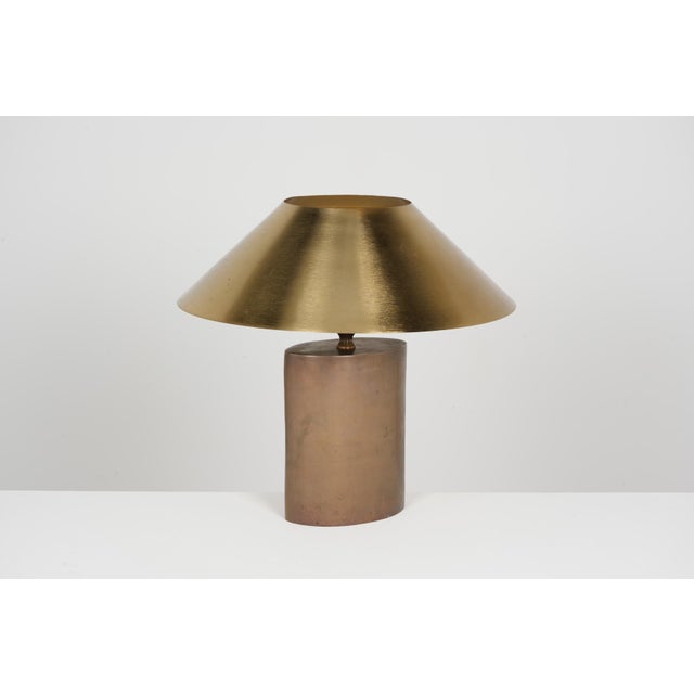 Brown Patinated Bronze Table Lamp, 1990 For Sale - Image 8 of 8
