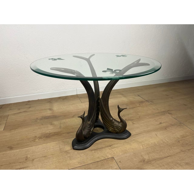 1970s Vintage Swan Coffee Table in Brass and Bronze with Glass, 1970s For Sale - Image 5 of 9