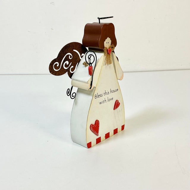 1990s Vintage Boho Chic Arts & Crafts Valentine Angel - Bless House For Sale - Image 9 of 10