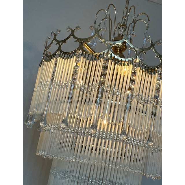 Vintage Opaline Teardrop Rod Chandelier, 1970s For Sale - Image 12 of 18