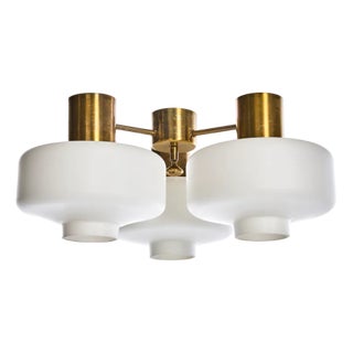 Ceiling Lamps in Brass and Opal Glass by Hans-Agne Jakobsson for Hans-Agne Jakobsson Ab Markaryd, Sweden, 1960s, Set of 2 For Sale