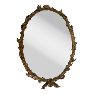 Antique Faux Bois Gilt Carved Wood Mirror