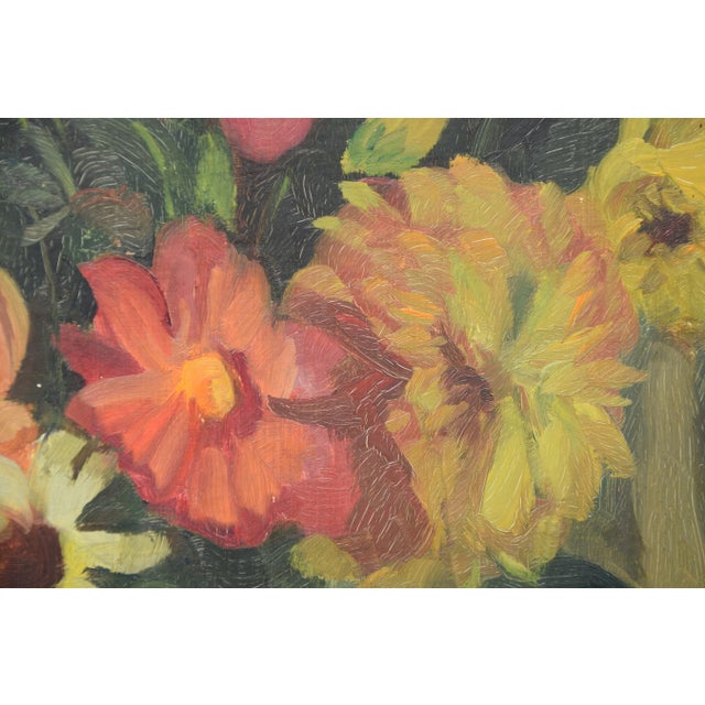 Kurt Lauber, Still Life with Summer Flowers, 1945, Oil on Cardboard, Framed For Sale - Image 11 of 14
