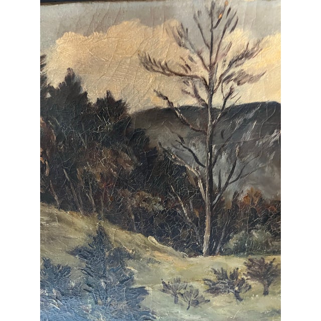 A nice old oil in canvas painting of a country landscape in the Hudson Valley. Signed at bottom right corner. Trees, hills...