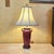 Vintage Burgundy Glazed Ceramic Table Lamp With Bell Shade, Circa Late 20th Century For Sale - Image 4 of 18