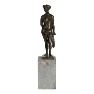 Art Deco Bronze Sculpture on Stone Base, 1930 For Sale