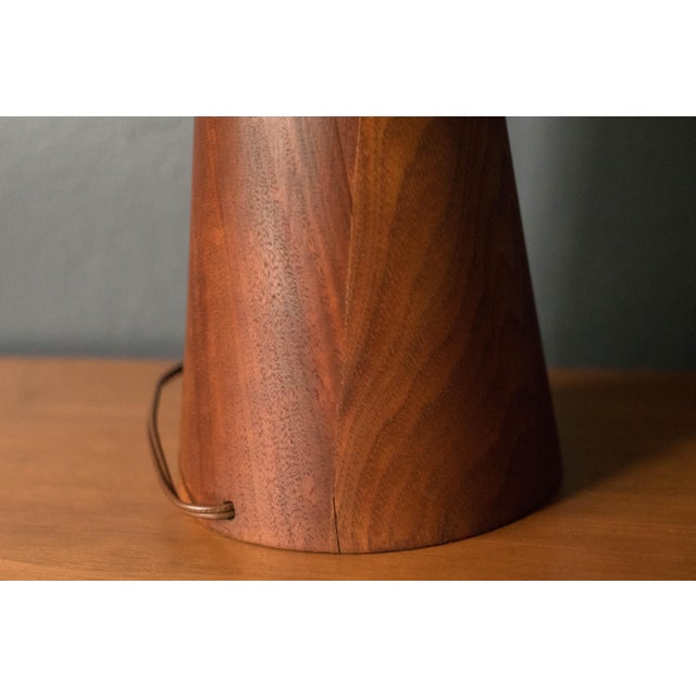 Vintage Sculptural Scandinavian Walnut and Glass Accent Table Lamp For Sale - Image 14 of 15