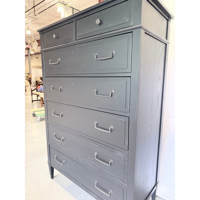 Black Ethan Allen Black Seven Drawer Tall Chest For Sale - Image 8 of 12