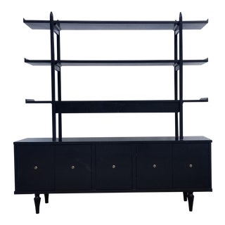 American of Martinsville Black Lacquer Bookshelf For Sale