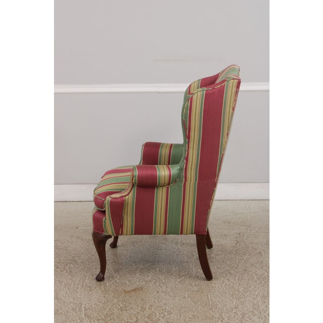 1970s Queen Anne Upholstered WIng Chair W. Down Cushion For Sale - Image 5 of 15