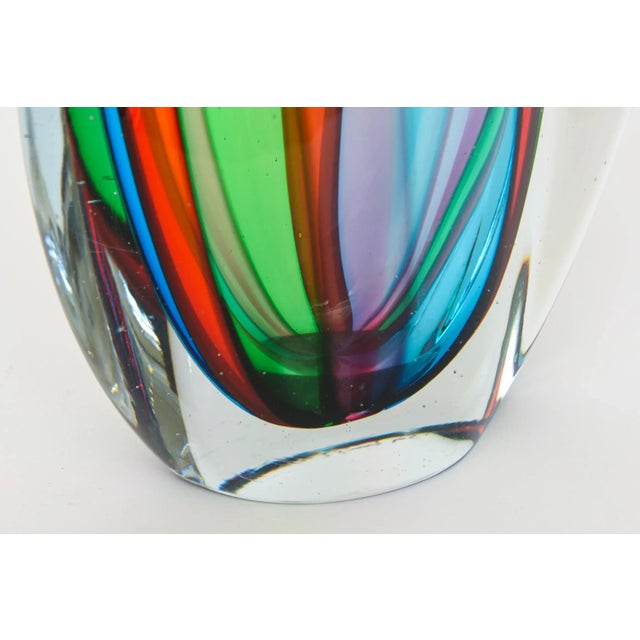 Vintage Signed Murano Striped Glass Pitcher or Object in Turquoise, Green, Pink, Red, Clear, Italy For Sale - Image 9 of 10