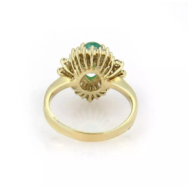 Diamond Emerald 14k Yellow Gold Cocktail Ring, Size 8.75 For Sale - Image 4 of 5