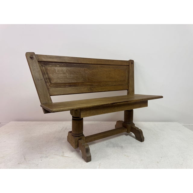 Wood Vintage Belgian Oak Bench by De Puydt, 1960s For Sale - Image 7 of 15