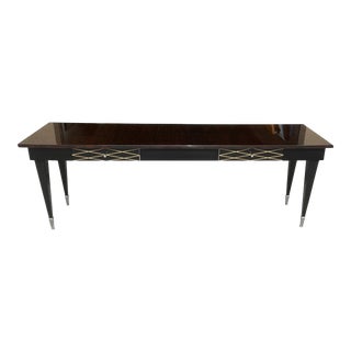 1940s Long French Art Deco Exotic Macassar Ebony Console Table For Sale