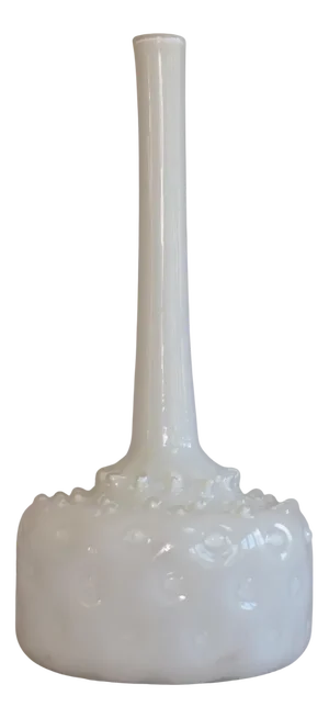 Vintage White Murano Glass Bud Vase, Empoli, Italy, 1960s