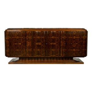 1940s Monumental Sideboard by A. Bicchierini, Burl Wood & Marble, Provence For Sale