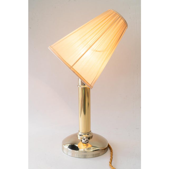 Art Deco Alpaca/Brass Table Lamp with Fabric Shade Vienna, Austria, 1920s For Sale - Image 18 of 18