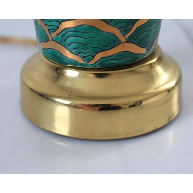 Vintage Ceramic Turquoise and Gold Enamel Accent Table Lamp For Sale - Image 9 of 9