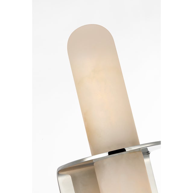 Kelly Wearstler for Visual Comfort Signature Fosse 18" Invertable Offset Oval Sconce in Polished Nickel with Alabaster For Sale - Image 10 of 12